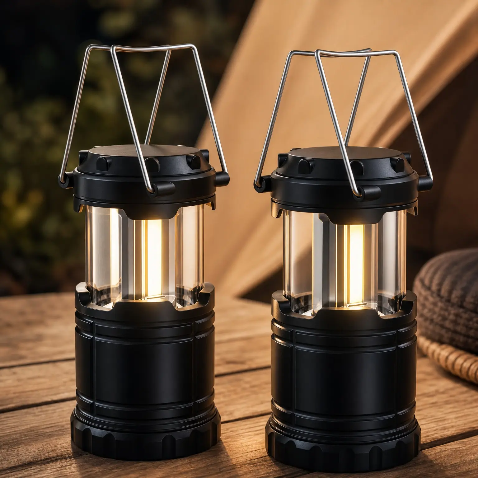 2-Pack LED Camping Lantern, Battery Operated with Adjustable Brightness, Collapsible Design, Ideal for Camping, Emergencies, Hurricanes, Storms, Power Outages, Outdoor