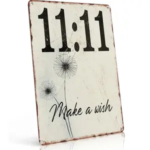 11:11 Make a Wish’ 8x12in Aluminum Sign — What Do You Wish For?  | Wish Wall Art  for Home Decor Signage Decoration Cozy Magical Yard Sign,home decor wall art,vintage metal wall art,gift,bedroom decor,room decorations,wall decor,house decor,wall art