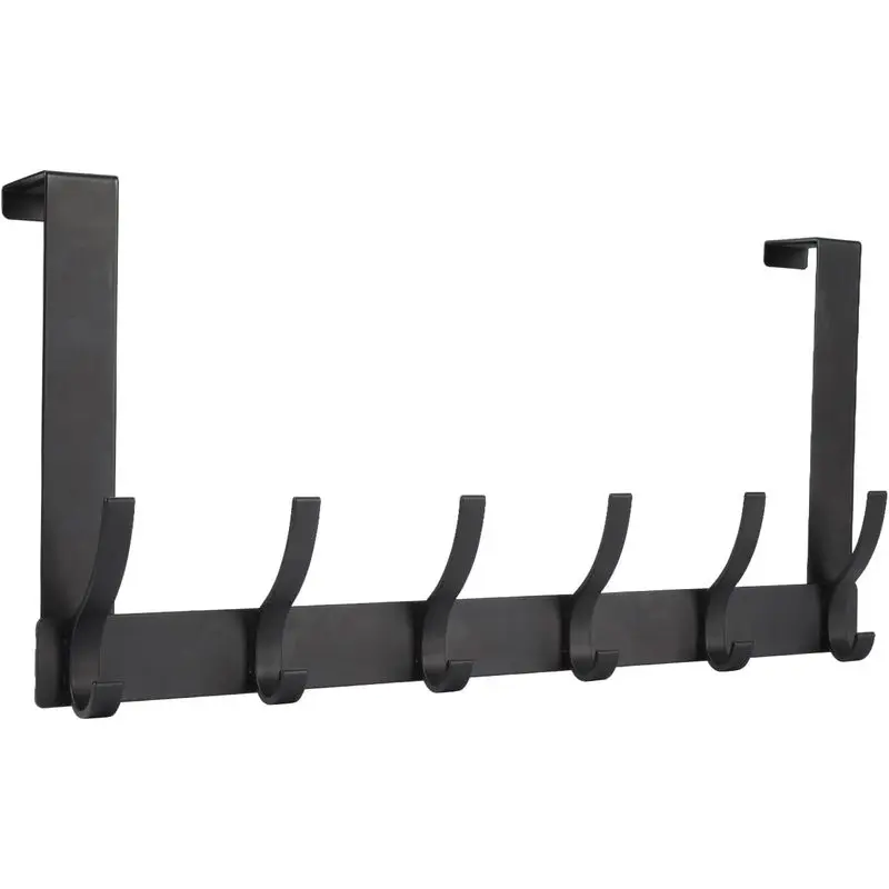 Over-The-Door Hooks Rack with 12 Hooks, Door-Mount Storage Aid for Towels, Coats, Bags, Space-Saving Organizer for Bathroom, Bedroom