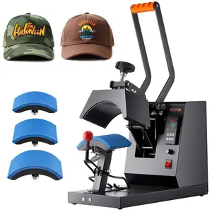 VEVOR Heat Press 6x3.75Inch Curved Element Hat Press Clamshell Design Heat Press for Hats Rigid Steel Frame No Stick Digital LCD Timer and Temperature Control (6x3.75Inch Clamshell Design)
