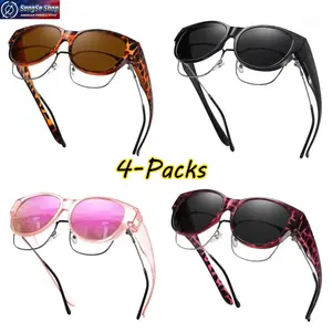 【SummerWins】4-Pack Polarized Fit Over Sunglasses for Men & Women, Large Frame UV400 Protection Shades, Wear Over Prescription Glasses, Anti-Glare Driving Sunglasses, Lightweight Outdoor Eyewear for Travel, Walking, Fishing and Daily Use
