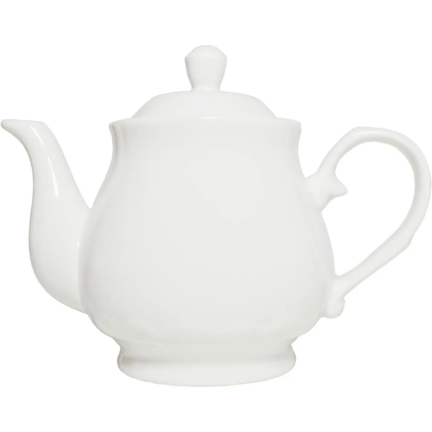 White Porcelain Teapot 400ml,Small Ceramic Tea Pot (14oz) | Coffee Tea Milk Water Pot Comfortable Handle Gooseneck Spout Lotus Design Insulation Built-in Filter Holes Home Office Kettle