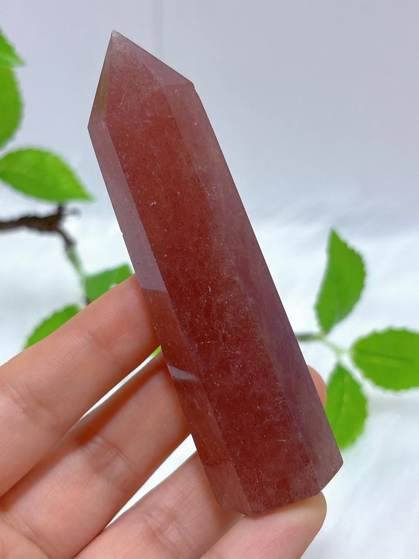 1pc strawberry crystal pillar- a mineral specimen crystal gift, with a rock-like shape and exquisite texture, perfectly suited for home decoration, desktop ornament, and a thoughtful gift for friends.