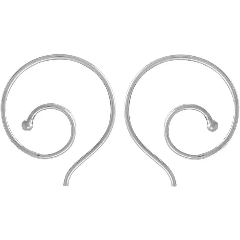 Sterling Silver Spiral Pull Through Hoop Earrings