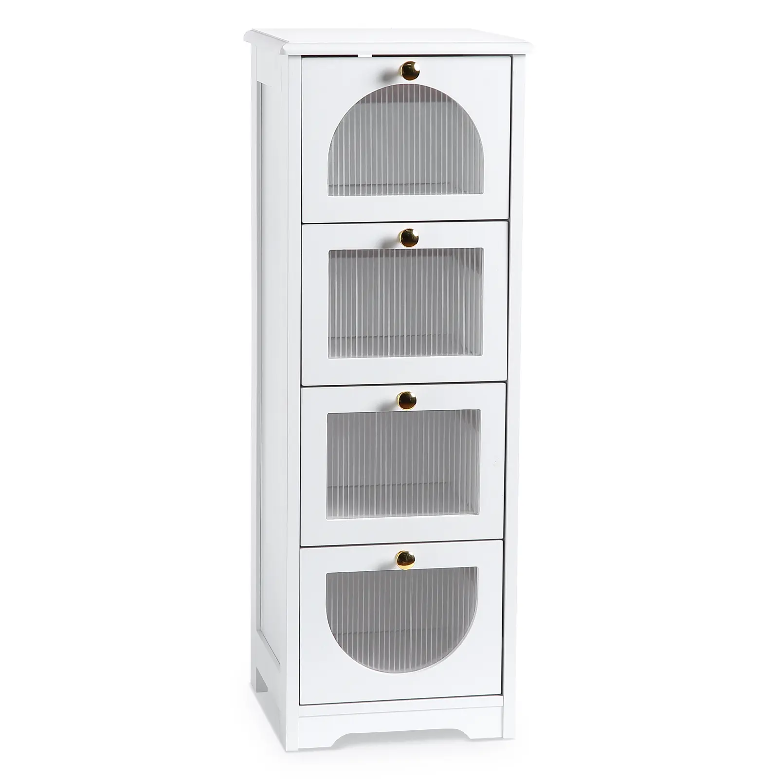 Slim Wood Drawer Cabinet for Small Spaces, Freestanding Narrow Storage Unit with 4 Drawers, Entryway Bathroom Living Room Organizer
