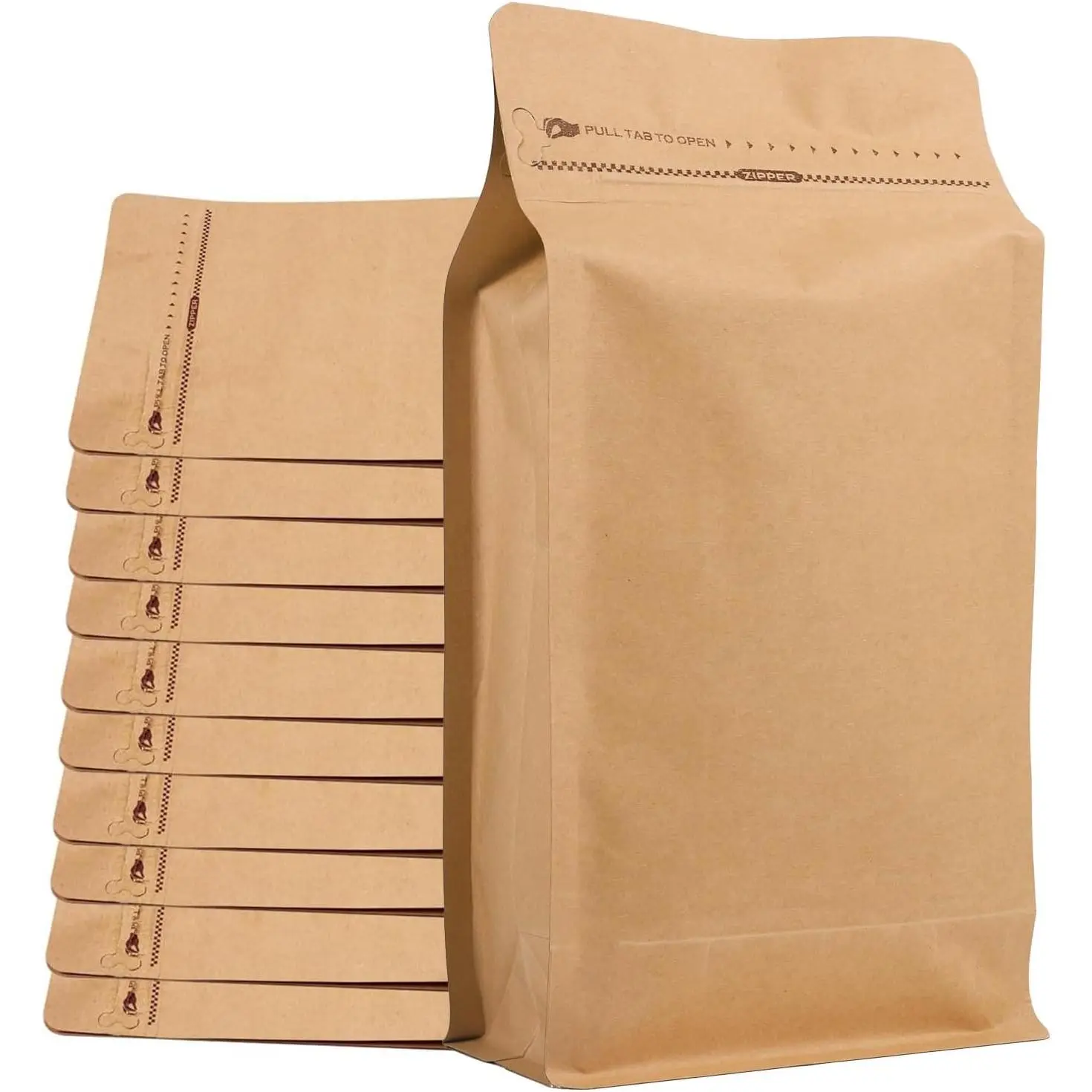 Coffee Bags without Valve (50 PCS,32oz/2lb)  Paper High Barrier  Foil Flat Bottom Standing Coffee Beans Storage Packaging Bags,  Heat Seal Side Zipper Pouches for Small Business