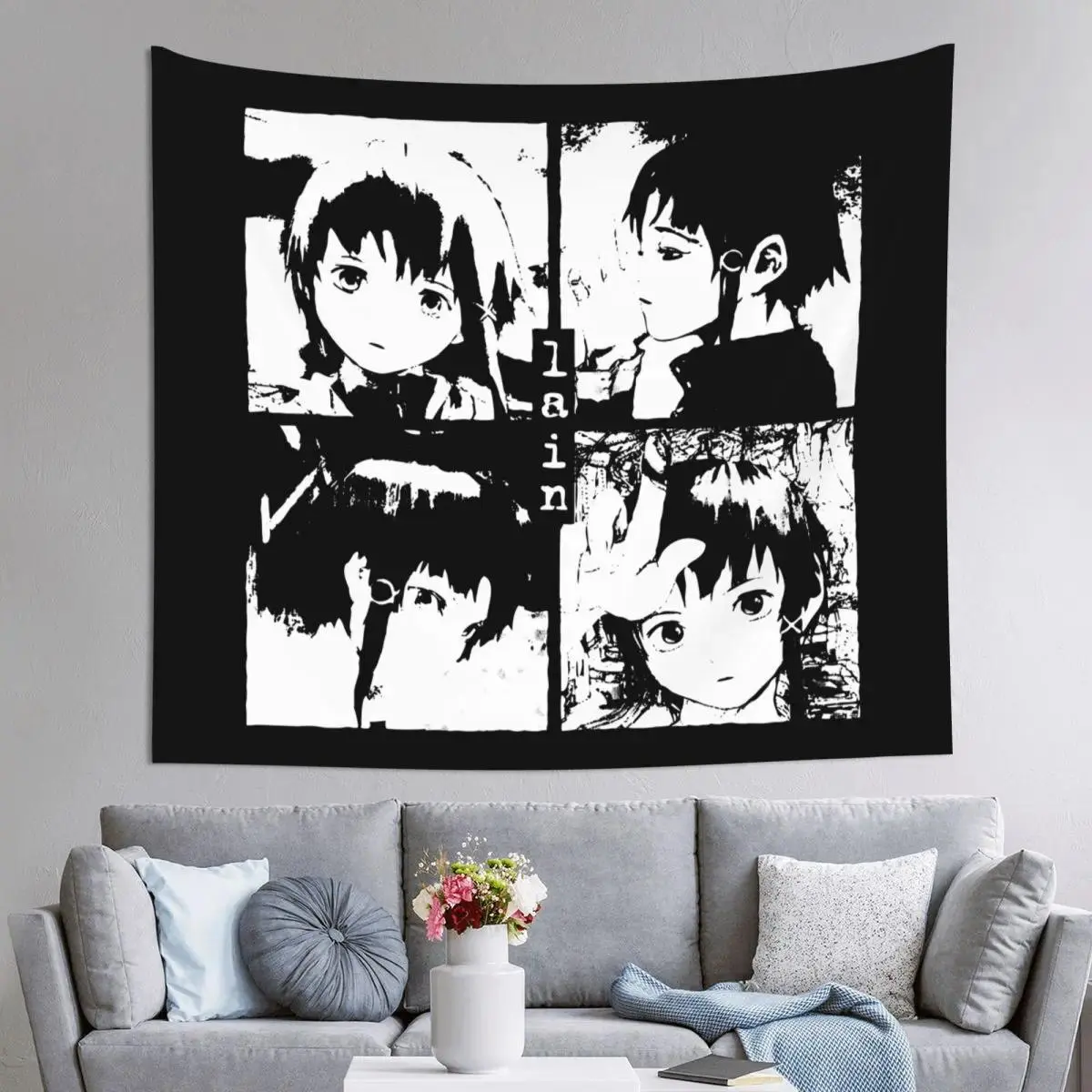 Serial Experiments Lain Printed Polyester Tapestry Wall Hanging - Lightweight Boho Backdrop, Anime Manga Photo Wall Decor for Home Festive Supplies