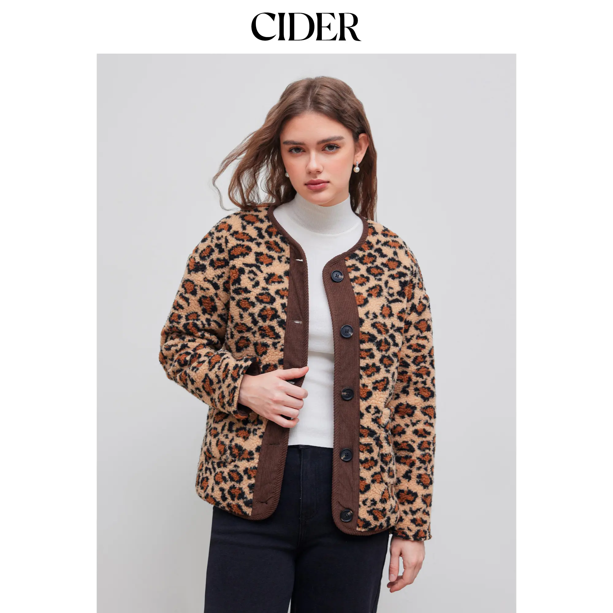 Cider [size 4-8] Leopard Fleece Puffer