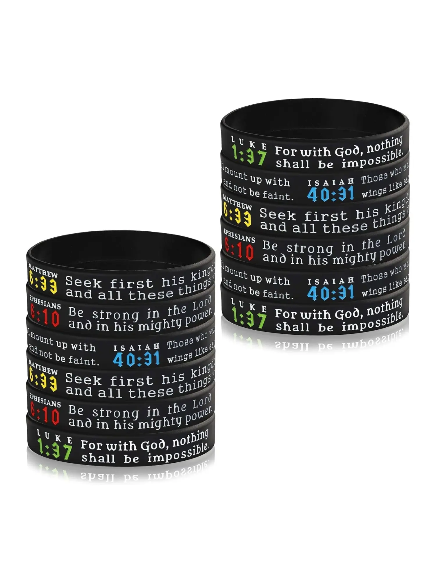 12 Pcs Black Rubber Stacking Bracelets, Stretchy Bracelets, for Women Men Inspirational Scripture Silicone Wristbands Printed with Classic Bible Verses Stretch Waterproof Religious Faith Bracelets Motivational Reminder Jewelry for Gift Giving