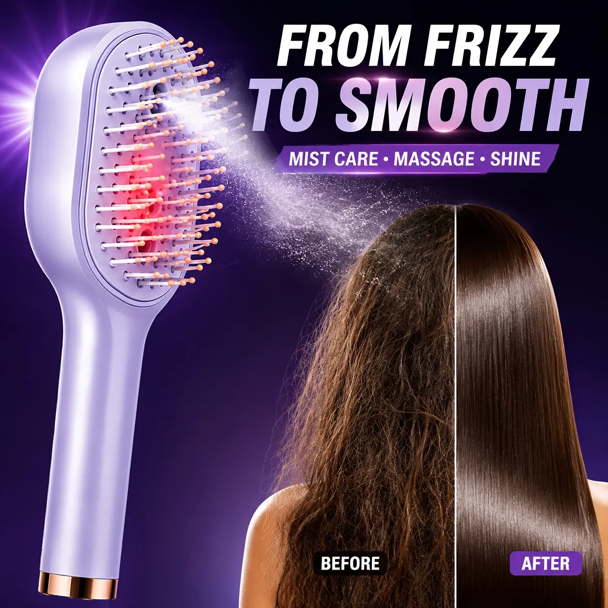 Portable USB Rechargeable Electric Scalp Massager Comb, Retractable Teeth & Nano Mist Air‑Cushion Detangling Hair Brush, Hair Care Scalp Device for All Hair Types, Home & Travel Use,Wooden,Gold,mechanic,Assorted,Red,LED,halloween,summer,Large,,L,,,te,,day