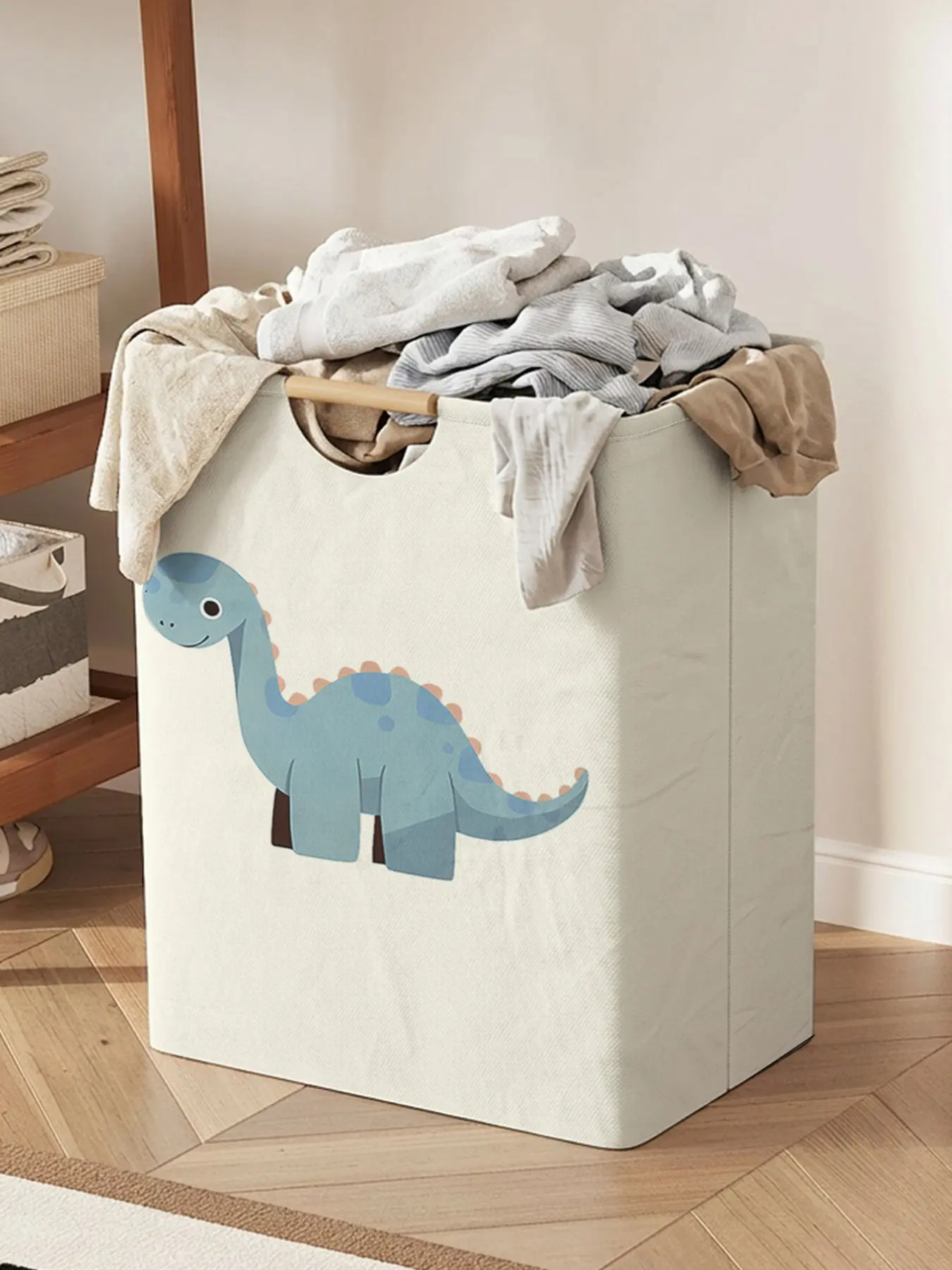 Dinosaur Pattern Open Storage Box, Foldable Laundry Basket with Handle, Home Bathroom Dirty Clothes Organizer, Casual Duffel Weekender Bag, Foldable Laundry Hamper