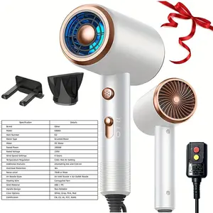 Powerful 2400W Ionic Hair Dryer with Diffuser - 2 Speeds, 3 And Cooling Buttons for Straight And Curly Hair - Perfect for Home, Travel, And Salon Use