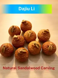 Natural Gold Sandalwood Carving Replica Pendant, Retro Style Wood Chain, All Seasons Home Decor, Random Print Pattern
