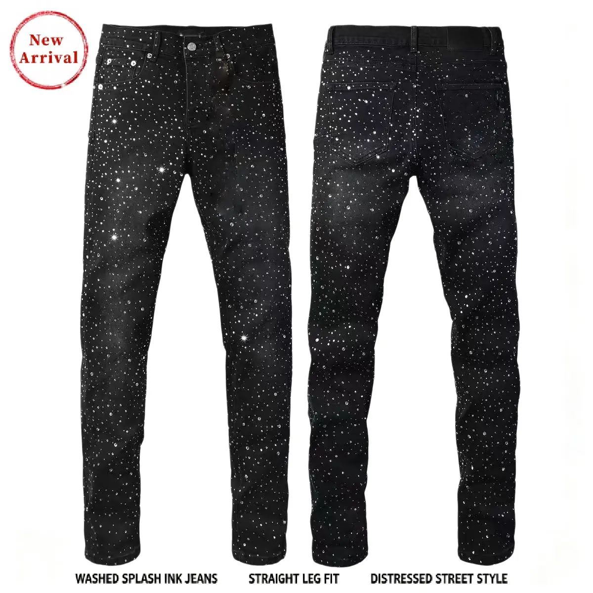 Vintage, school-style jeans, men's street jeans, men's jeans, washed ripped stylish straight-fit slim jeans, casual comfortable stretch jeans, high-quality jeans