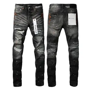 Nexus Garbs Men's Slim-Straight Ripped Jeans | Distressed Holes, Stretch Denim Pants Casual Comfort - Purple Graphic Streetwear, trendy style, everyday wear, street style, essential piece, must have item