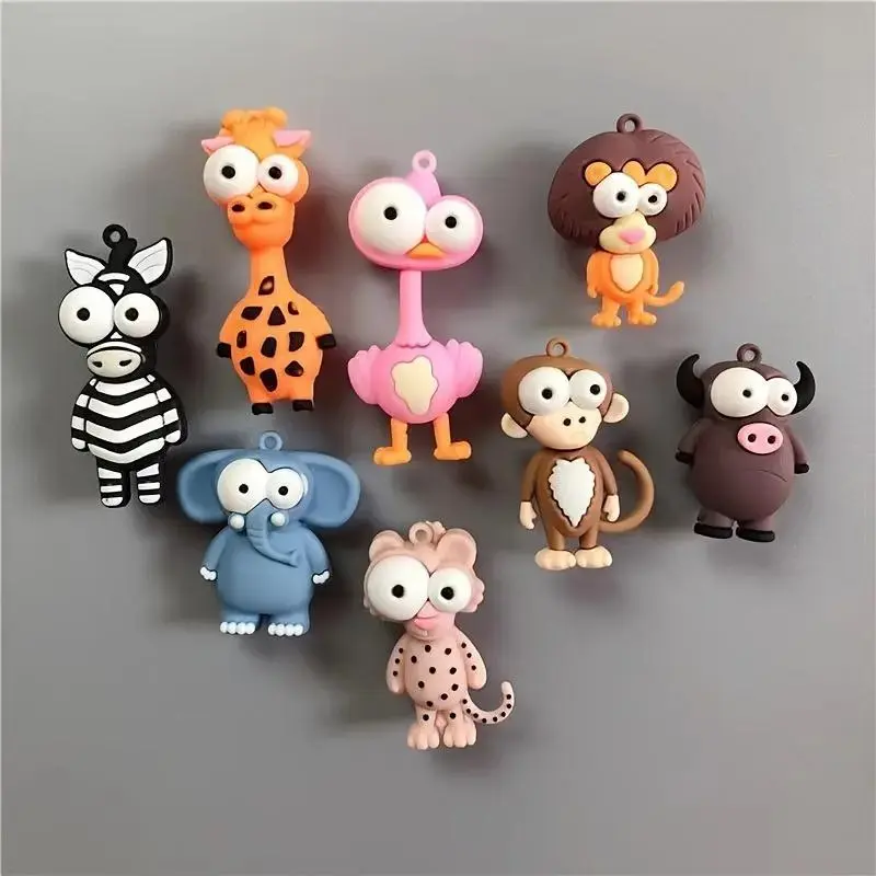 Cute Cartoon Animal Design Higher End Fridge Magnets, 8 Counts/set Creative Magnetic Fridge Sticker, Magnetic Decoration for Home Kitchen Office