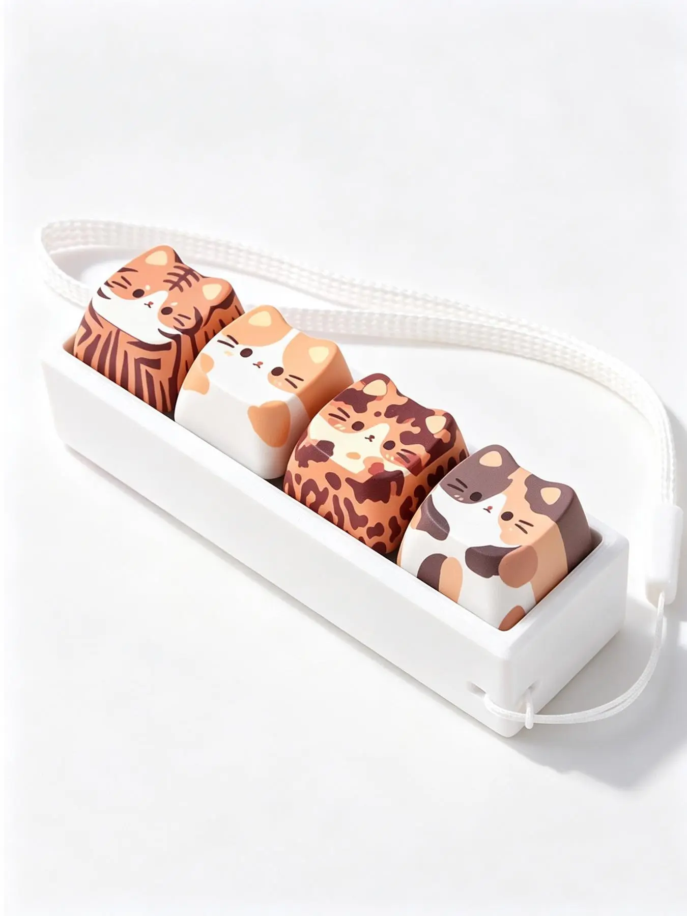 Cute Cat Printed 1/4-Key Fidget Toy Keychain, Mechanical Switch Clicker Fidget, Portable Stress-Relief Hand Toy, Backpack Accessory, Back-to-School Gift for Kids, Teens & Adults, Multi-Color Available