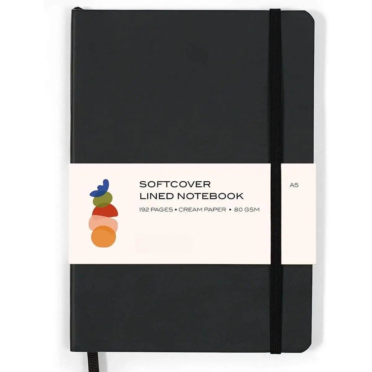 Softcover Ruled Journal with Thick 80 gsm Lined Cream Paper A5 size (8.3 inches x 5.4 inches) - Daily Writing Notebook for Travel, School and Office Use - Diary for Women and Men - Black