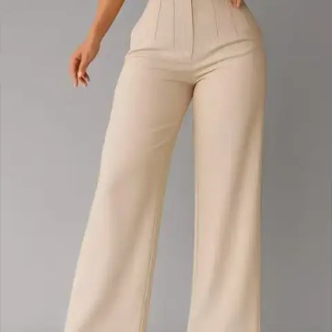 Women's Casual Flowy Solid Color High Waist Wide Leg Pants, Elegant Suit Style Long Trousers, Comfortable and Stylish Bottoms for Everyday Wear