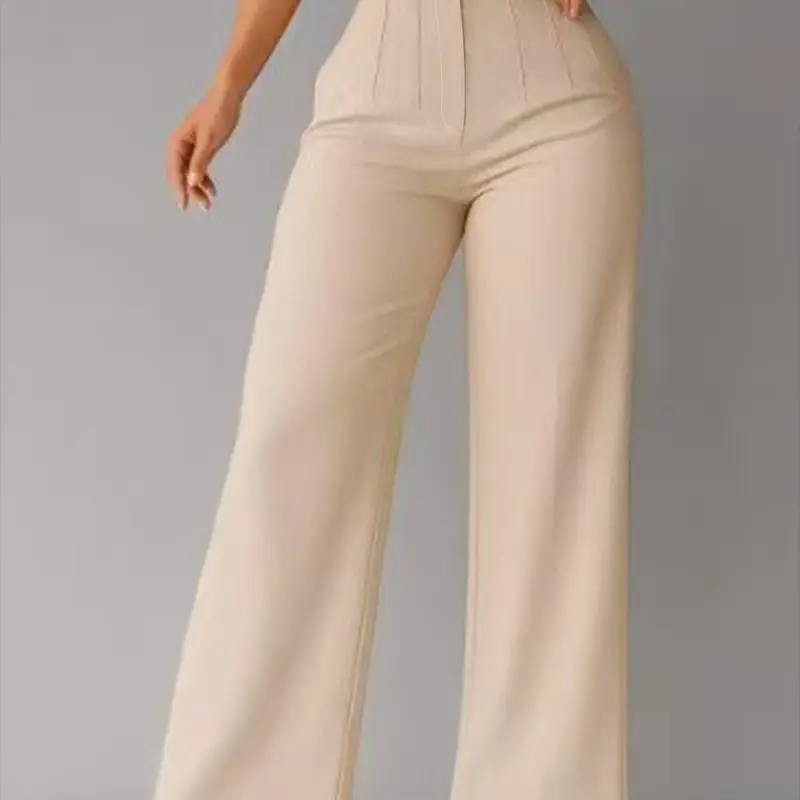 Women's Casual Flowy Solid Color High Waist Wide Leg Pants, Elegant Suit Style Long Trousers, Comfortable and Stylish Bottoms for Everyday Wear