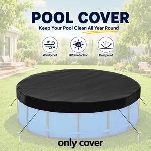 Round Above Ground Pool Cover, UV-Resistant Solar Heat Tarp with Tie Ropes & Ground Stakes – Durable Heat Protection for Outdoor Swimming Pools