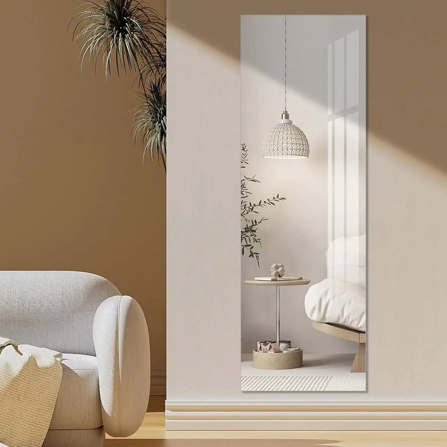 Full Length Mirror,47.25x15.75 Inch Acrylic Shatterproof Soft Mirrors, Non-Glass Wall-Mounted Fitness Mirror for Home, Lightweight Durable Modern Decor for Bedroom/Living Room/CloakroomGift