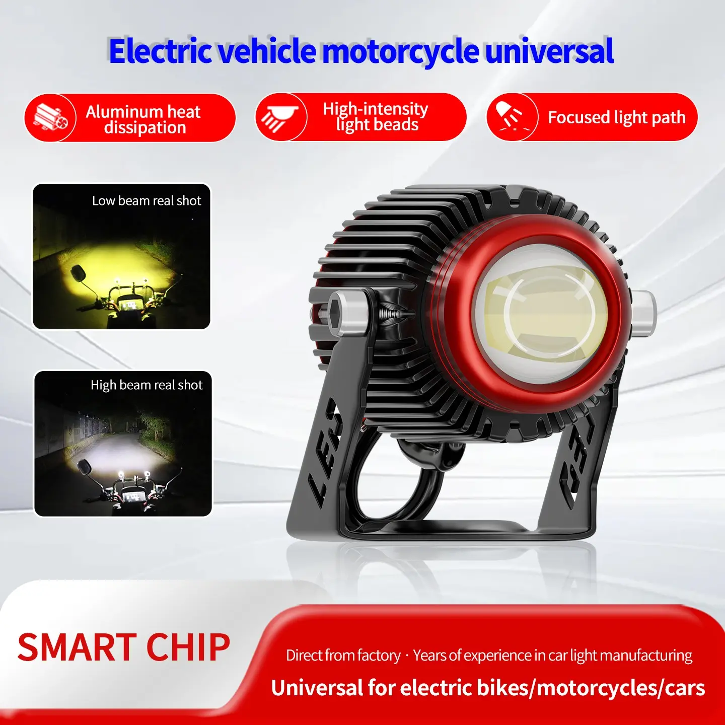 2-Pack LED Motorcycle Headlights, Light, Long Range, Off-Road Auxiliary Lights, Car Front Lamp Upgrade