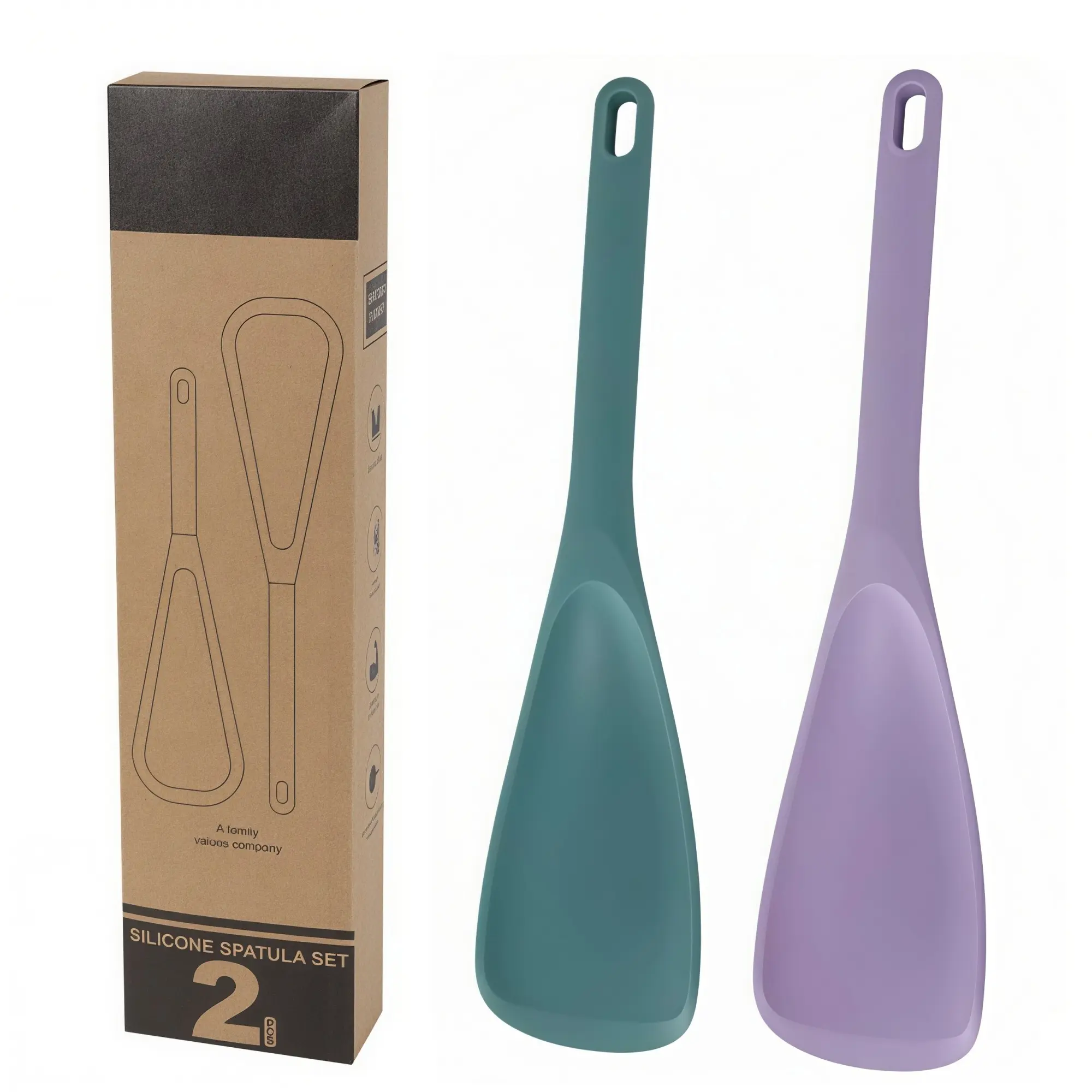 Pack of 2 Cooking Spoons for Non stick Cookware, Multifunction Spatula Spoon BPA-Free, One-Piece Design, Suitable for Scooping, Scraping, Serving and Mixing, Silicone Cooking Utensils