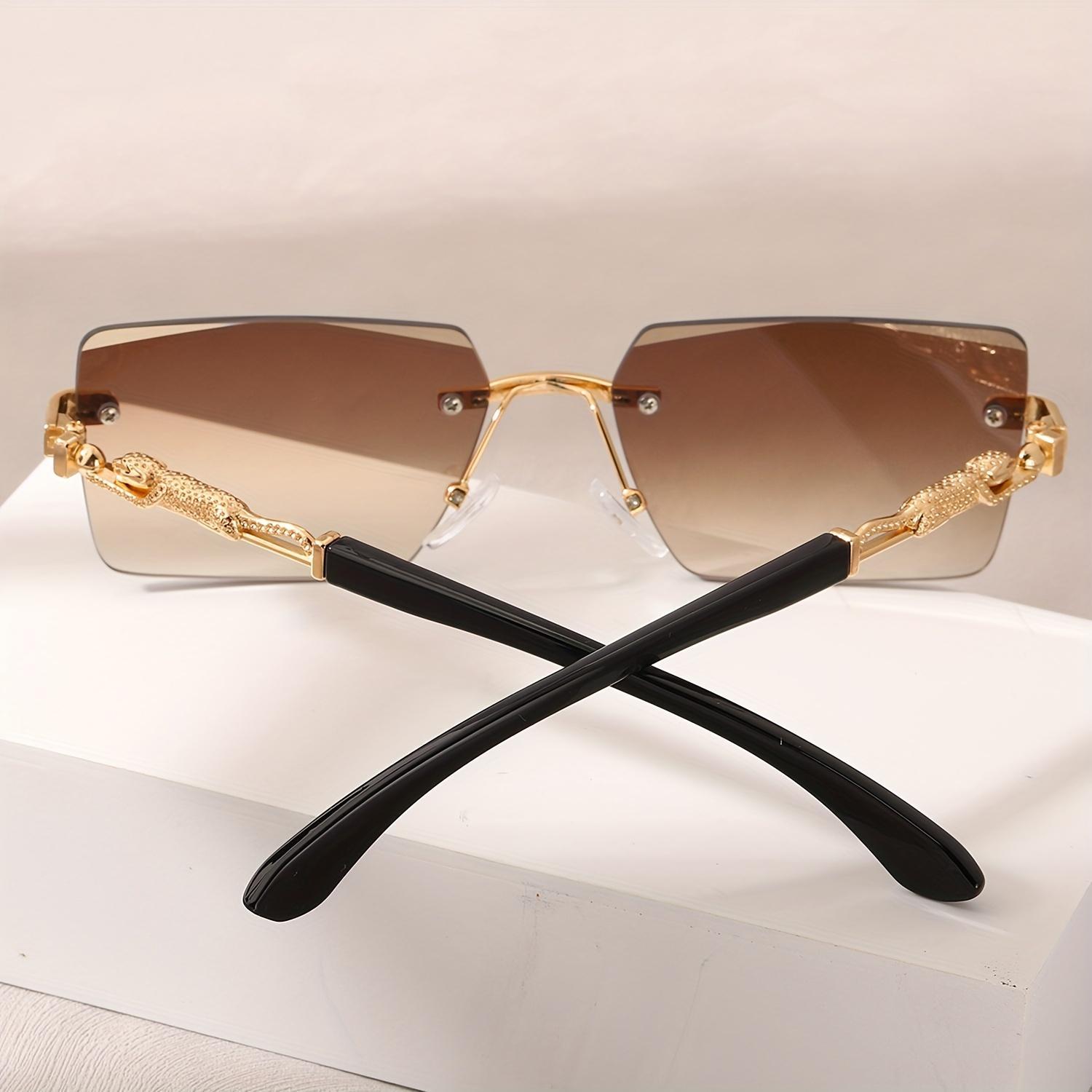 1pc Rimless Sunglasses Rectangle Women Men Shades Small Square Sun Glasses For Female Male Beach Vacation Travel Eyewear