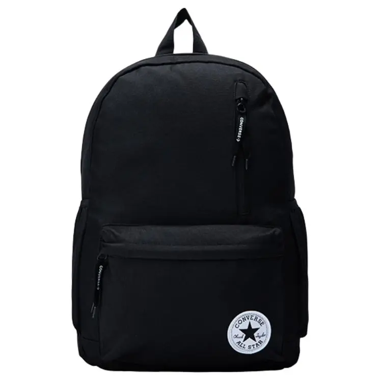 Converse 15L Polyester Backpack for Students – Logo-Emblazoned Zippered Medium-Sized Black School Bag