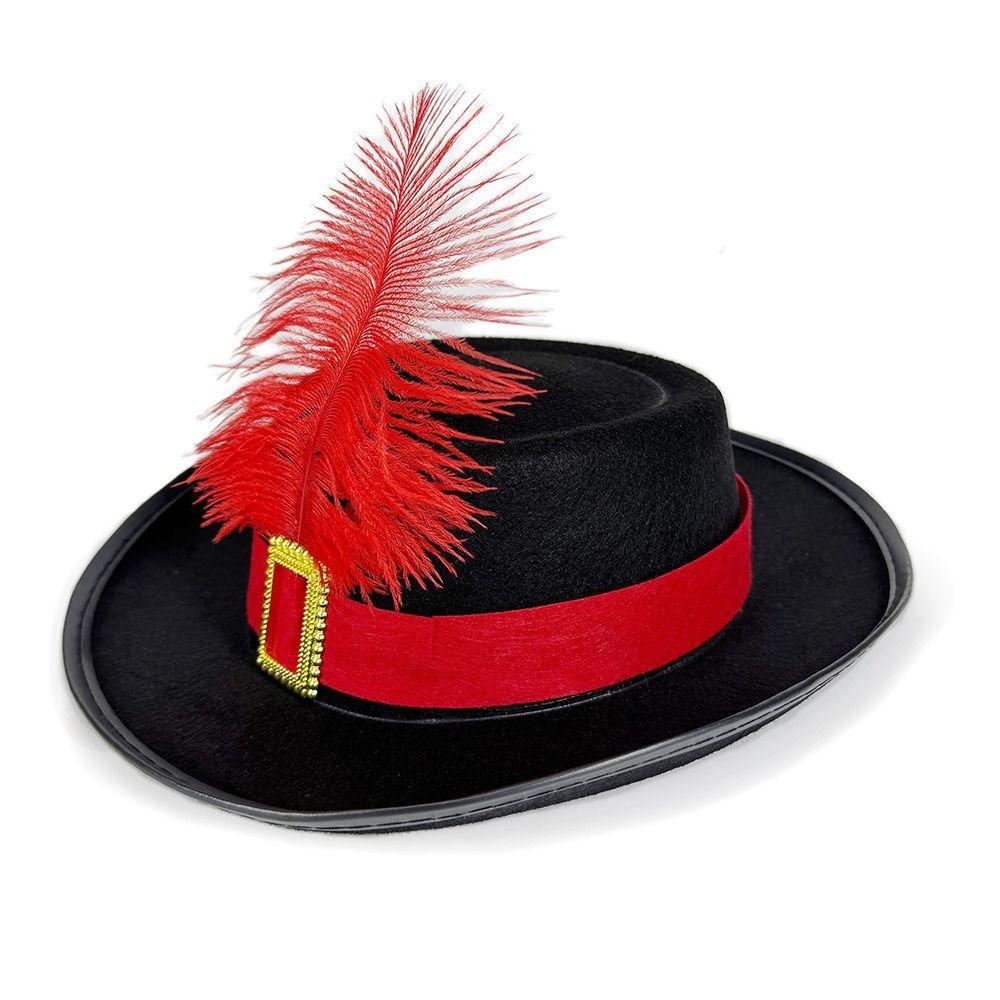 Vintage Black Musketeers Costume Hat Magician Hat With feathers Holiday Costume Hat Top Hats Stage Performance Kids Cosplay Hat