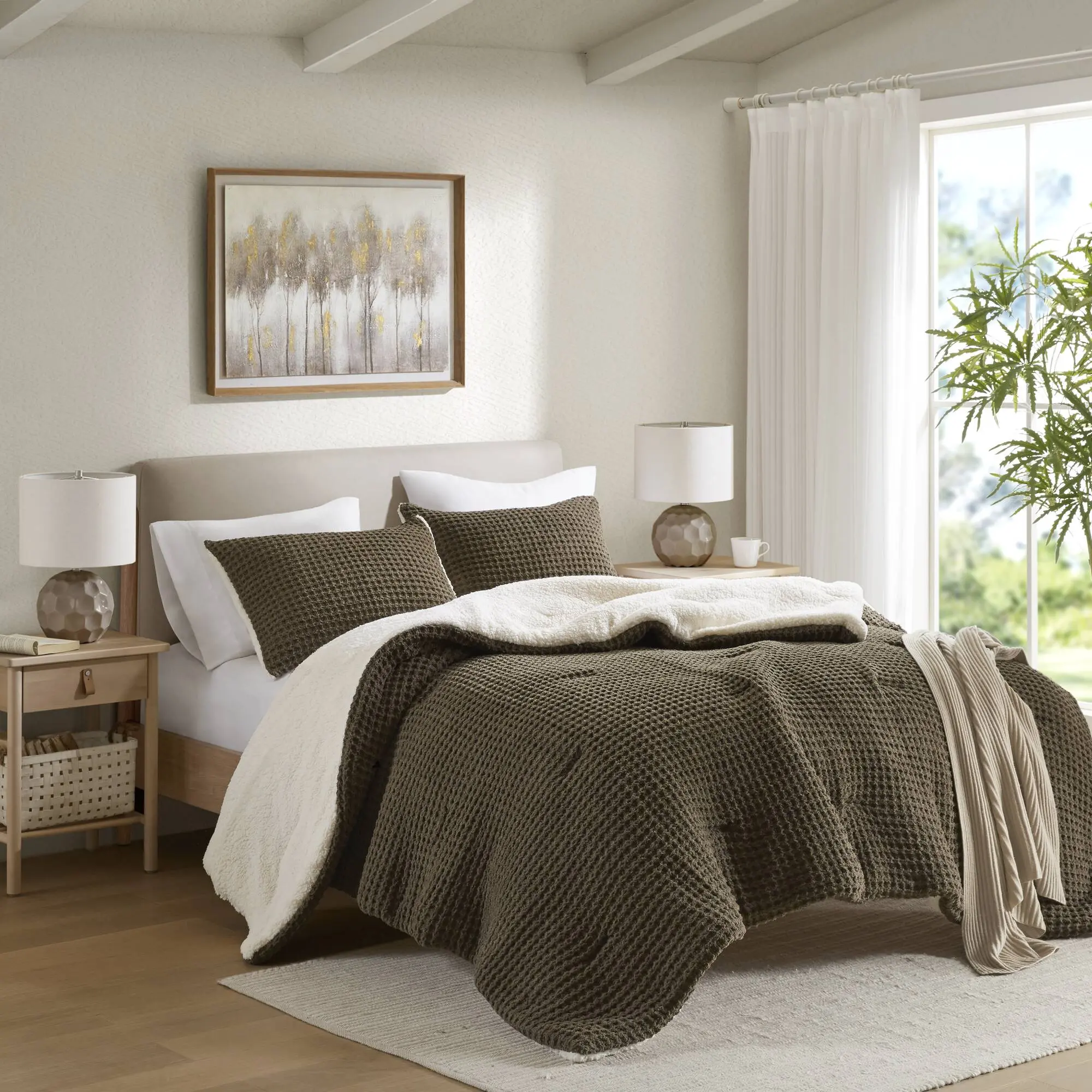 ARCH Knit Chenille Comforter Set Twin Size Soft Plush Bedding Set with Pillow Sham, Cozy Warm Chenille Comforter for Bedroom Guest Room, Machine Washable, Lightweight All-Season Down Alternative Comforter, Twin 68x90 Inches, Home Furniture and