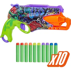 Nerf Teenage Mutant Ninja Turtles Blaster, 10 Elite Darts, Toy Foam Blasters, Ages 8 and Up