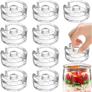 9 Pack Fermentation Weight with Easy Grip Handle, Glass Fermentation Kit, Fermentation Lids for Wide Mouth Mason Jars, Pickle