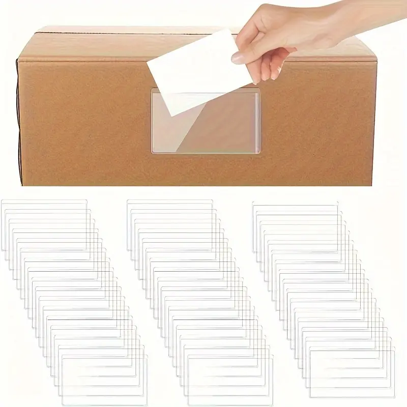20/ 50pcs - Clear Self-Adhesive Index Card Dividers Envelope Bags, 3.93x2.36 inches, Top Opening Plastic Label Holder for Organizer Waterproof Business Card Holder Label Bags for Planning Index Cards Index Tabs