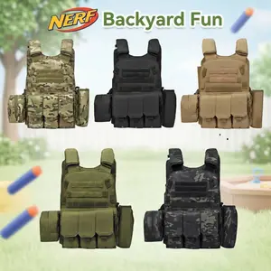 Menswear Men's Classic Sleeveless Tactical T-Shirt & 6-13 Age Boys' Outdoor Utility Vest - 5 Pockets, 600D Oxford Fabric, Durable, Plates-Compatible, Multi-Mission Explorer Vest for Camping, Scouts, Beige Camo Wolf Pattern