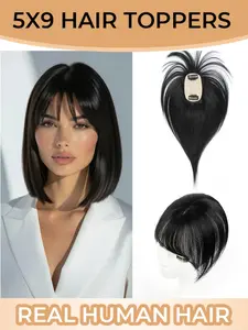 Invisible Human Hair base Toppers 5*9 Human Hair Topper Lightweight Hair Pieces Invisible Hair Extensions For Women Clip In Hair Piece For Women With Thinning Hair As smooth and silky as your own hair Radiant, elegant, and sophisticated