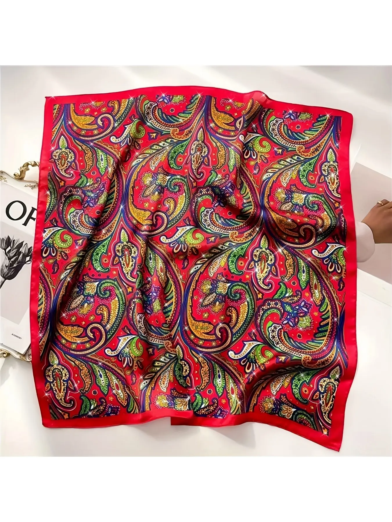 New  Retro Ethnic Totem Square Scarf Easy All-Match Temperament Scarf Hair Band Ribbon Headwear