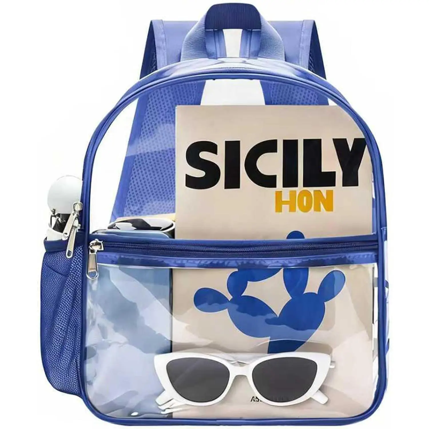 Clear Backpack for Stadium Events, 12x10.5x6 Stadium Approved Bag | Transparent See-Through Design, 12.4L Capacity, Small Clear Backpack for Work, Concert, Festival, , Blue
