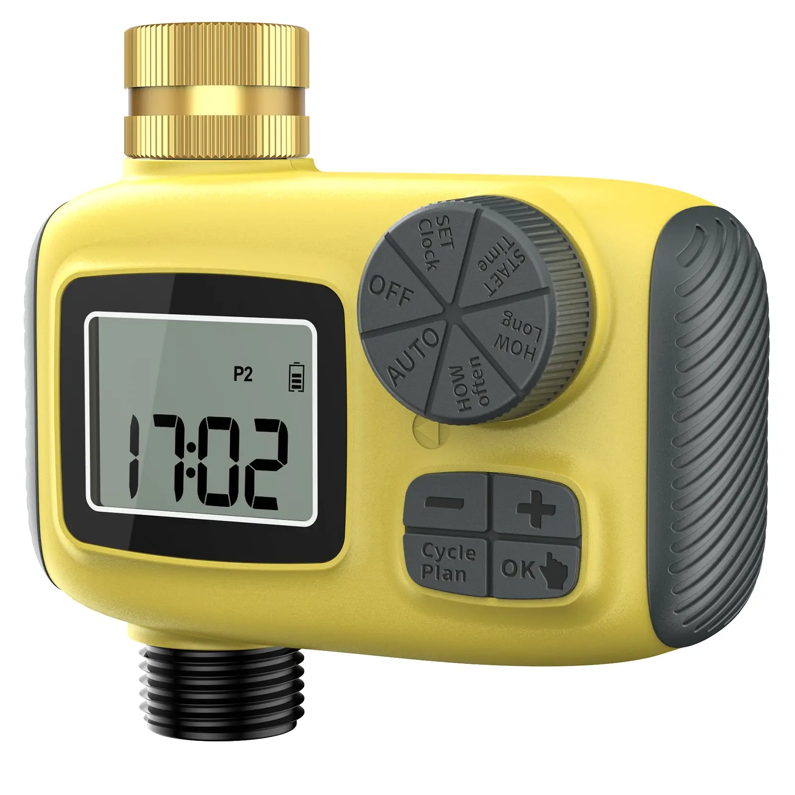 Water Timer with Brass Inlet, Irrigation Timer with 3 Independent Programs, Rain Delay Function, Ip54 Waterproof, Garden Lawn Pool Use, Watering Timers