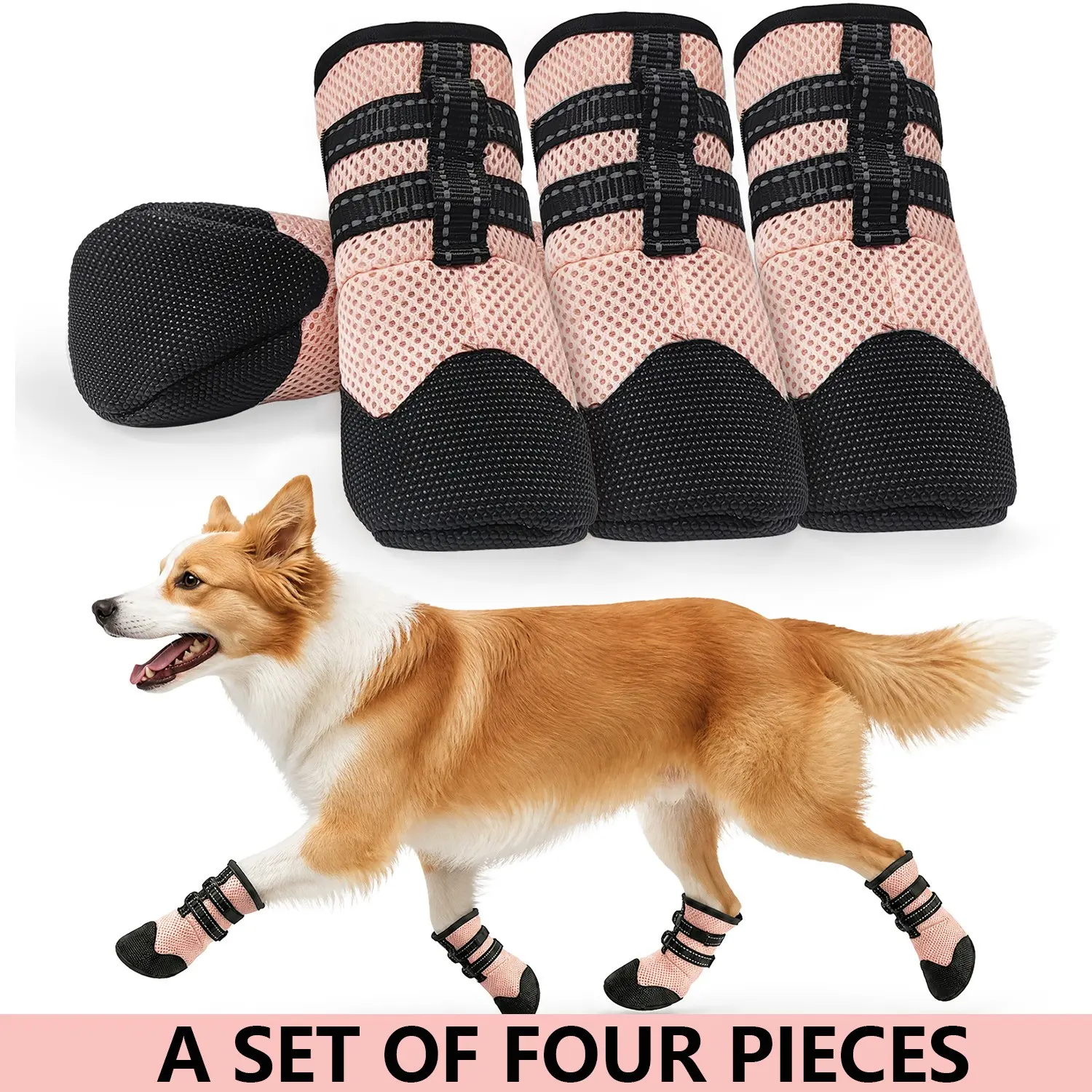 Dog Summer Breathable and Anti Slip Shoes, Hot and Heat-resistant, Breathable, Anti Slip After Rain With Multiple Protections, Breathable Heat Dissipation, Anti Scald, Anti Slip and Anti Dirty Integrated Dog Shoes Supplies
