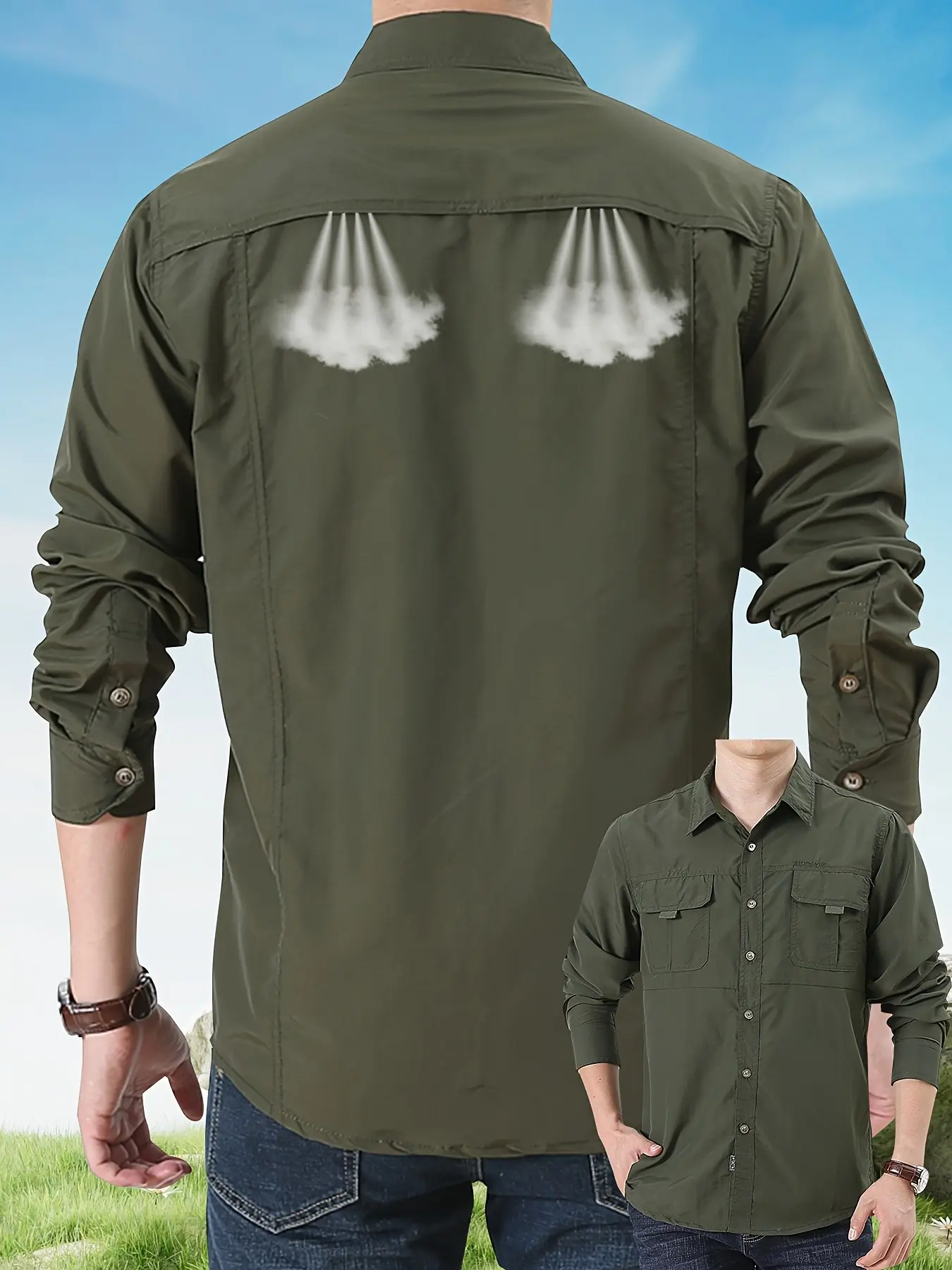 Autumn New Outdoor Fishing Sun Protection Long Sleeve Shirt, Lightweight Multi-Pocket Workwear, Breathable Back Design, Ideal for Daily Wear