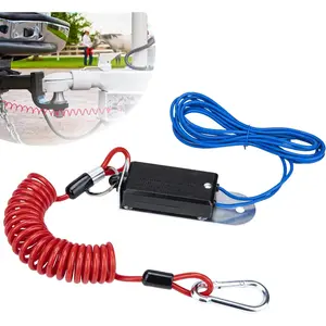 Trailer Breakaway Switch, with 4 FT Coiled Trailer Brake Away Cable, Trailers Breakaway Kit with Pull Pin Steel Spring Towing Wire, Trailers Emergency Brake Cable RV Travel Trailers Towing