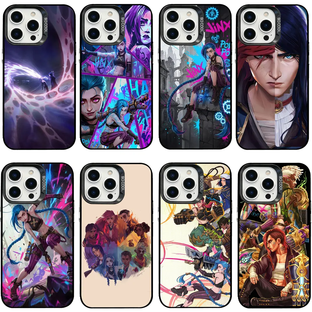 Arcane Jinx Graffiti Cute Protective Case for iPhone 17 Air,16 Pro Max,15,14 Plus,13,12,11 - Eco-Friendly Plastic+TPU Anime League of Legends Mobile Phone Accessory with Shockproof, Lens Protector, Scratch Resistant, Polka Dot Design, Multi-Size Fit