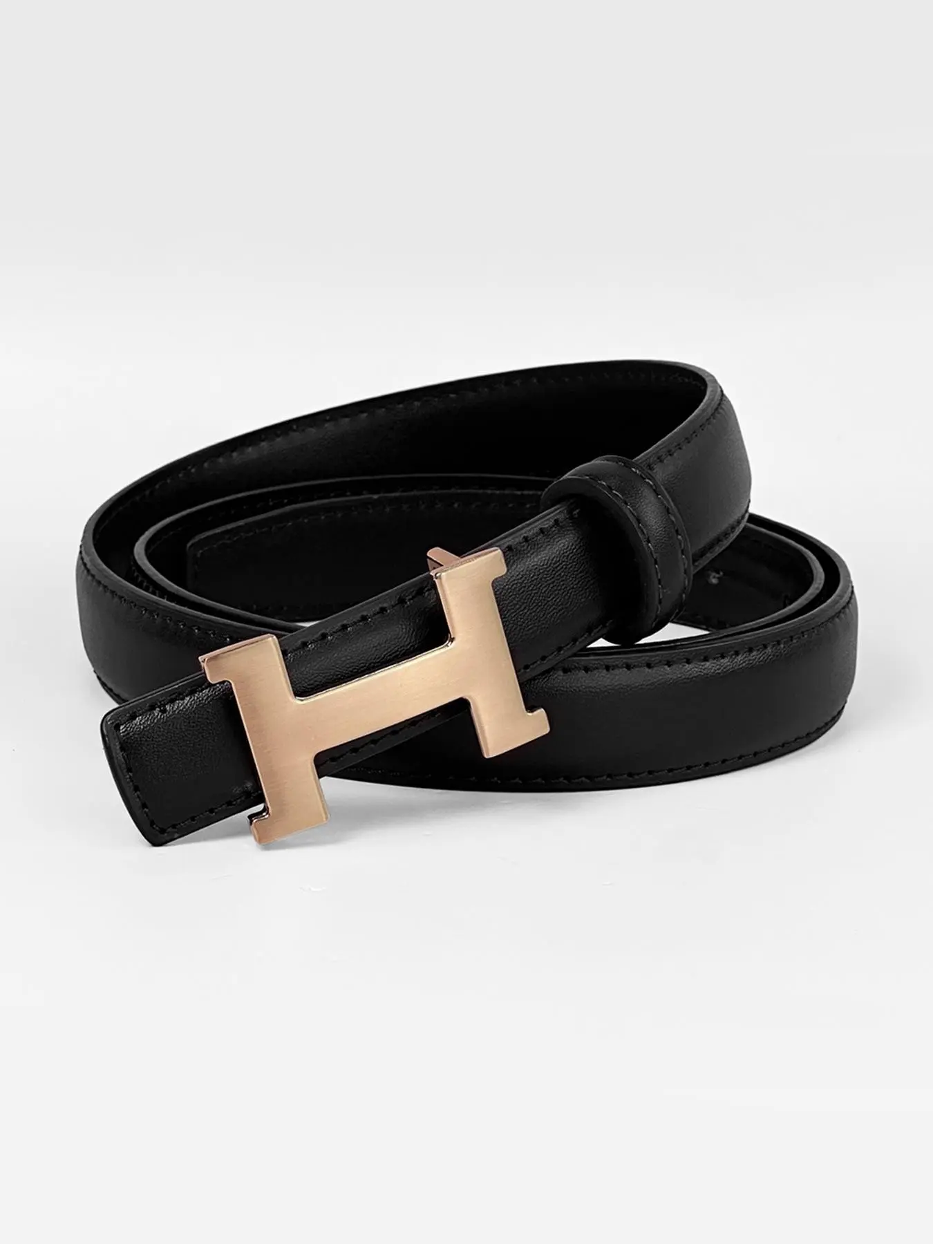 Fashionable Alloy Letter Buckle, Adjustable Decorative Belt for Women, Elegant Slim Waistband for Coats and Skirts, All Seasons Trendy Accessory