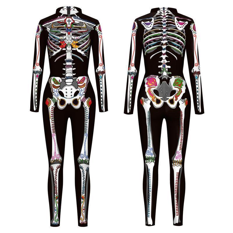 Blue Butterfly Cloak Skeleton Jumpsuit Halloween Cosplay Costume Witch Bodysuit Women Catsuit Funny Carnival Performance Outfit