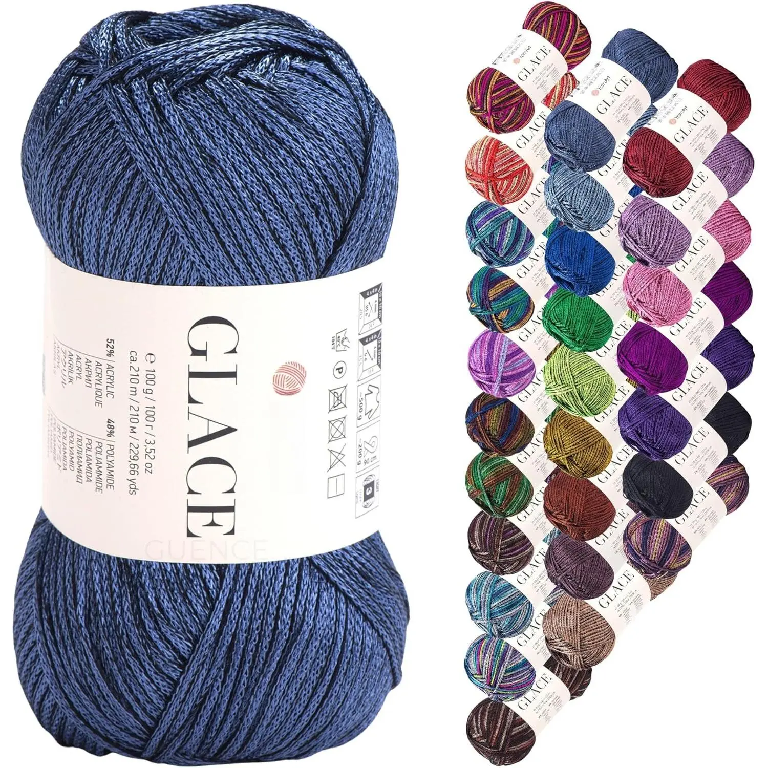 Glace Yarn – 52% , 48% Polyamide, Light Weight Knitting & Crochet Yarn, 100g (3.5 oz), 210m (229 yds) – Soft, Durable, Shiny Finish for Garments & Accessories (7309)