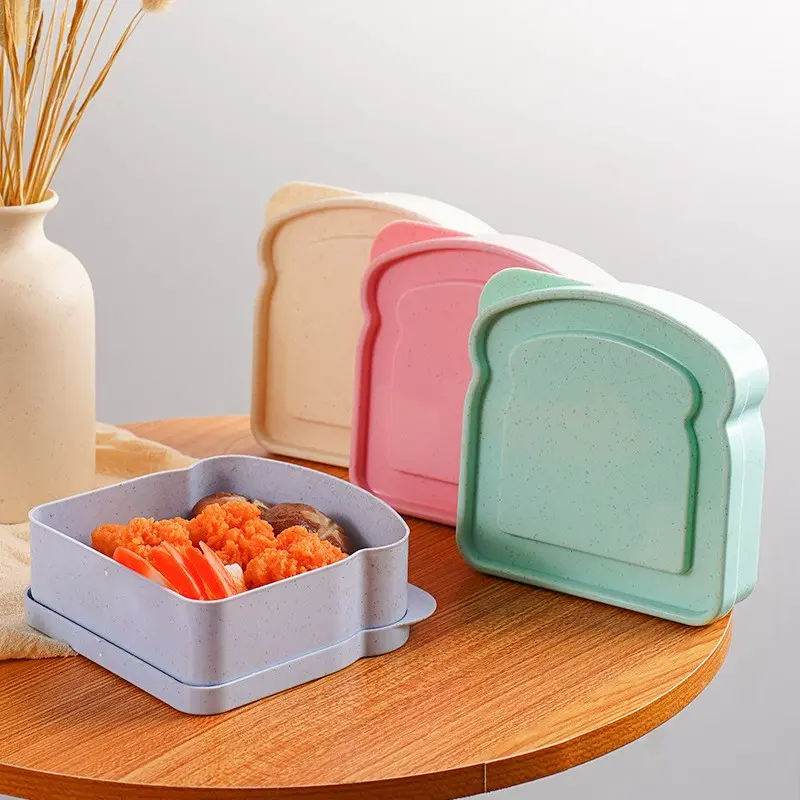 4-Piece Sandwich Bento Box Set, Durable Plastic Food Storage Container with Lid, Ideal for Office, Students, Camping, Picnics