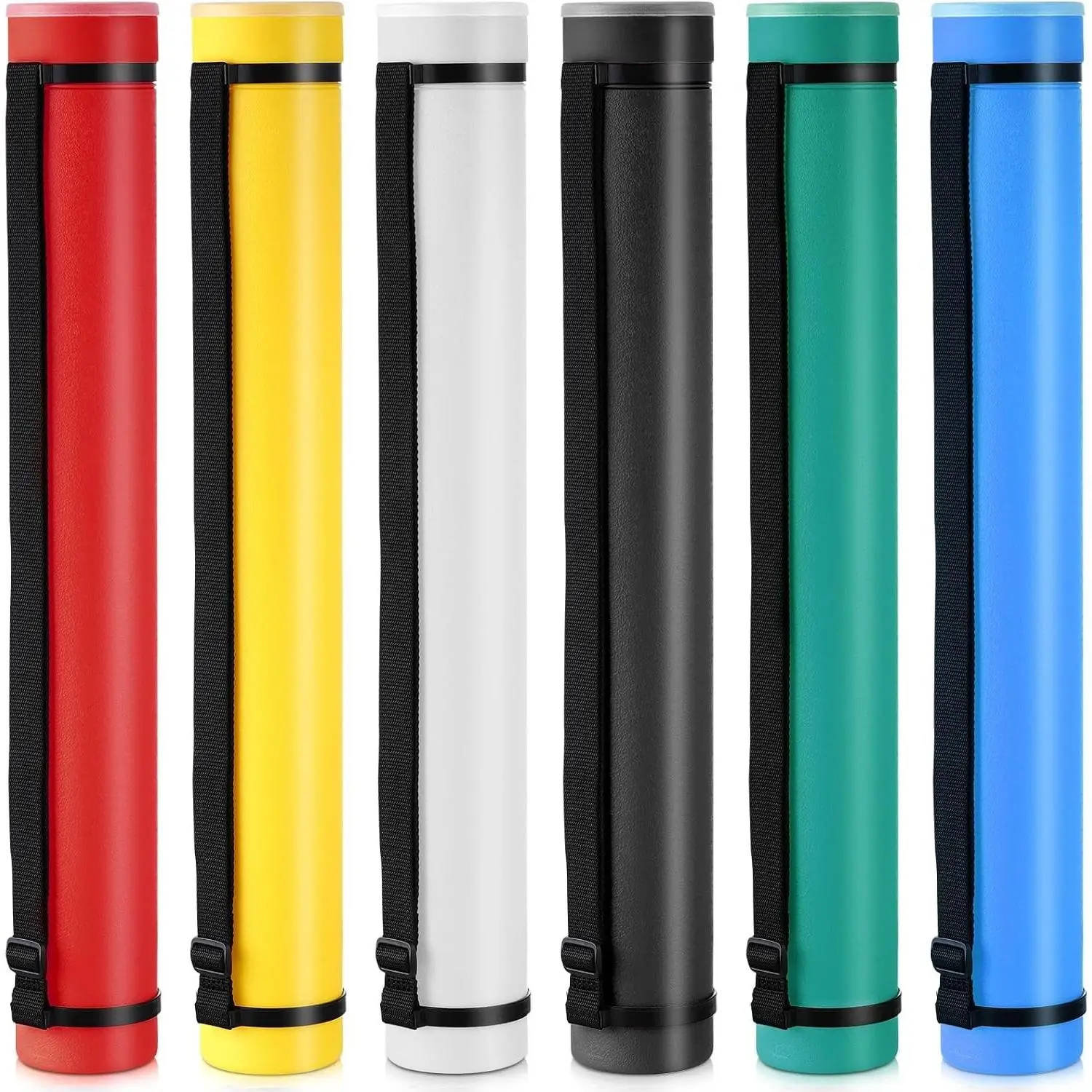 6 Pcs Expandable Blueprint Tubes Bulk Expand from 24" to 40" Poster Tube with Strap Storage Tubes with Cap Portable Round Carrying Case for Documents Blueprints Drawings Art(Neutral Color)