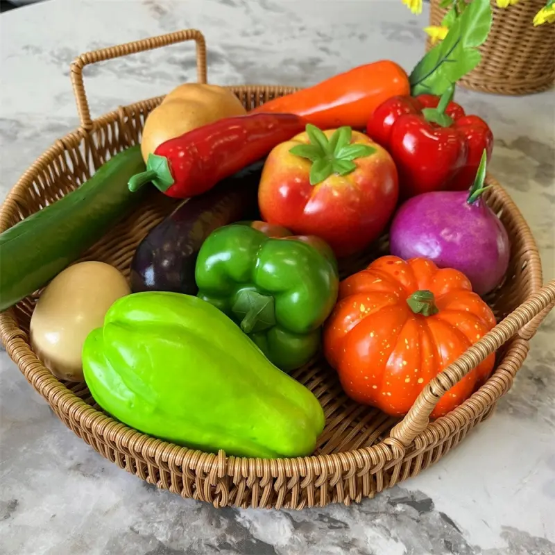 12Pcs Mixed Artificial Indoor Vegetables Set, Realistic Fake Pumpkin Bell Pepper Eggplant Carrot Pear Egg Models, Decorative Props for Kitchen Display, Market Stall, Photography Shooting & Home Decor, Decoration